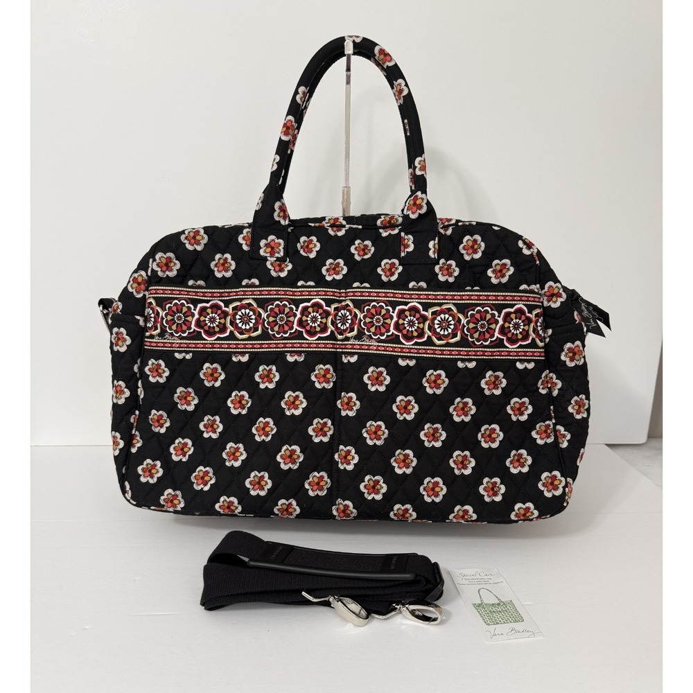 Vera Bradley Pirouette Tote Bag Black Weekender Overnight Duffel Shoulder Strap